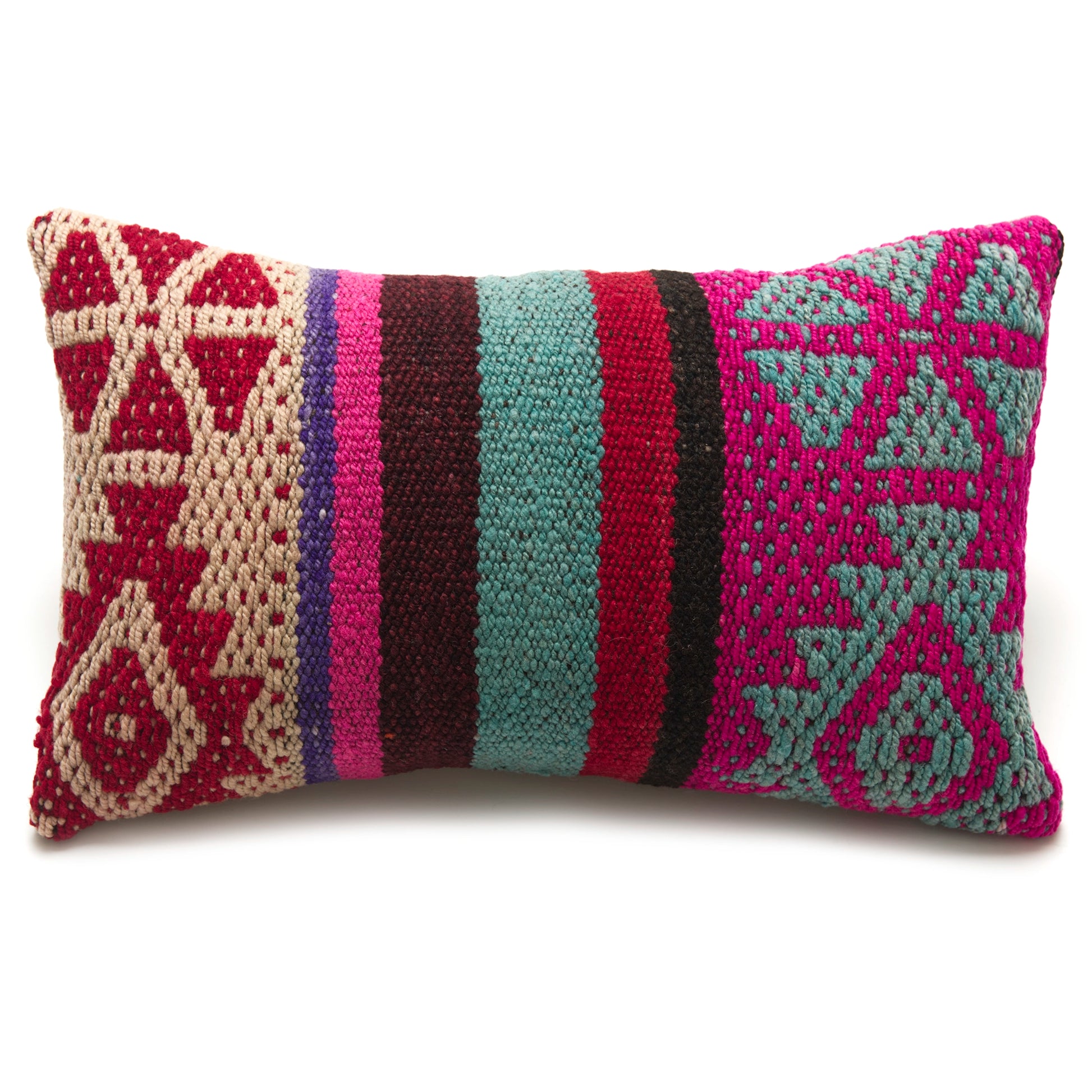 Intiearth colorful razada lumbar pillow on white background