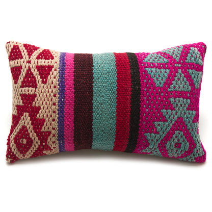 Intiearth colorful razada lumbar pillow on white background