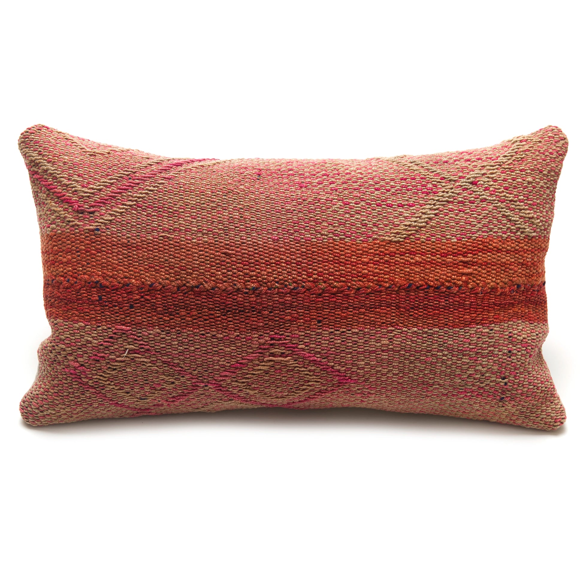 Intiearth Colorful decorative lumbar pillow made from handwoven Peruvian frazada, crafted with hand spun wool in a fair trade workshop