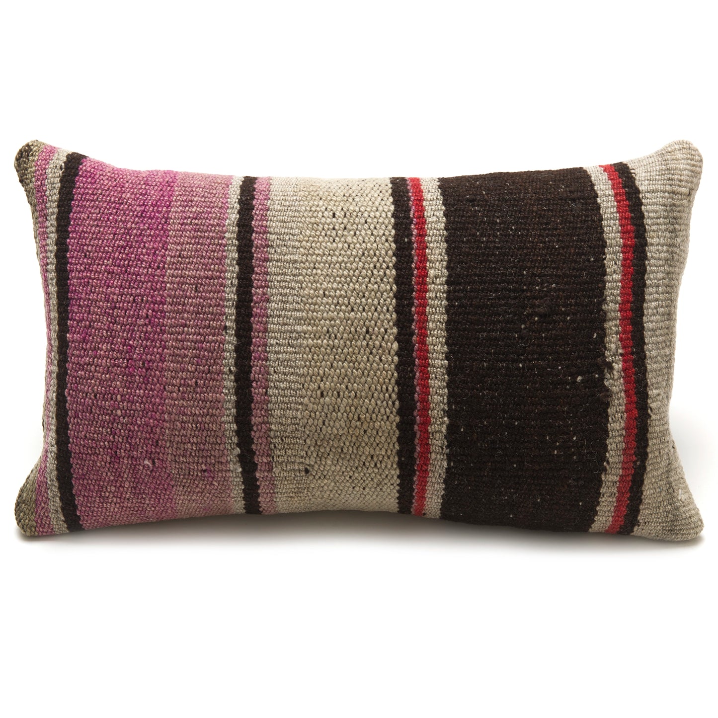 Intiearth Colorful decorative pillow made from handwoven Peruvian frazada, crafted with hand spun wool in a fair trade workshop
