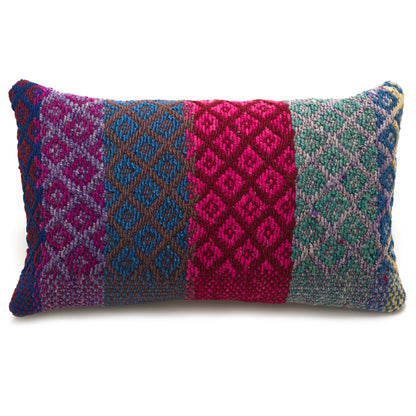 Intiearth Colorful decorative lumbar pillow made from handwoven Peruvian frazada, crafted with hand spun wool in a fair trade workshop