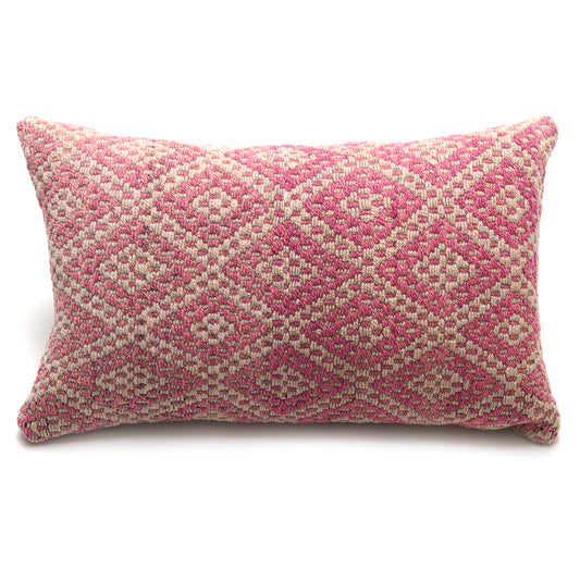 Intiearth Colorful decorative pillow made from handwoven Peruvian frazada, crafted with hand spun wool in a fair trade workshop