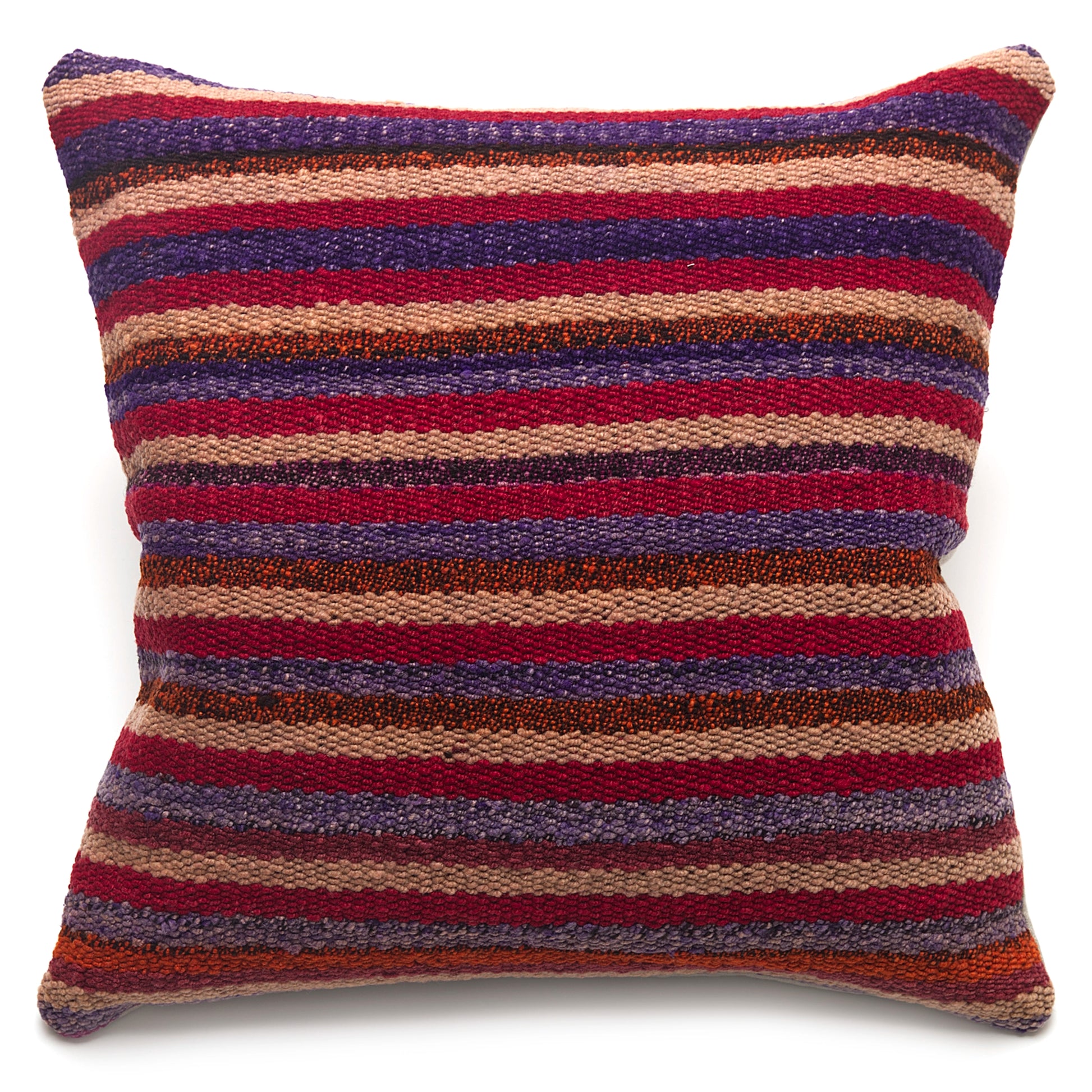 Intiearth Colorful decorative pillow made from handwoven Peruvian frazada, crafted with hand spun wool in a fair trade workshop