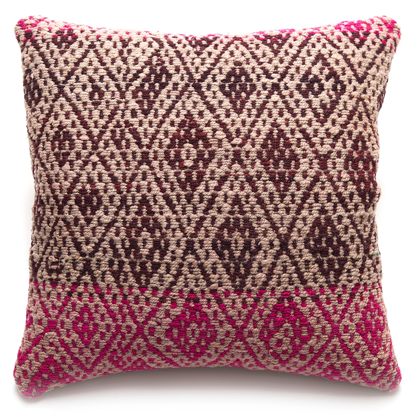 Intiearth Colorful decorative lumbar pillow made from handwoven Peruvian frazada, crafted with hand spun wool in a fair trade workshop