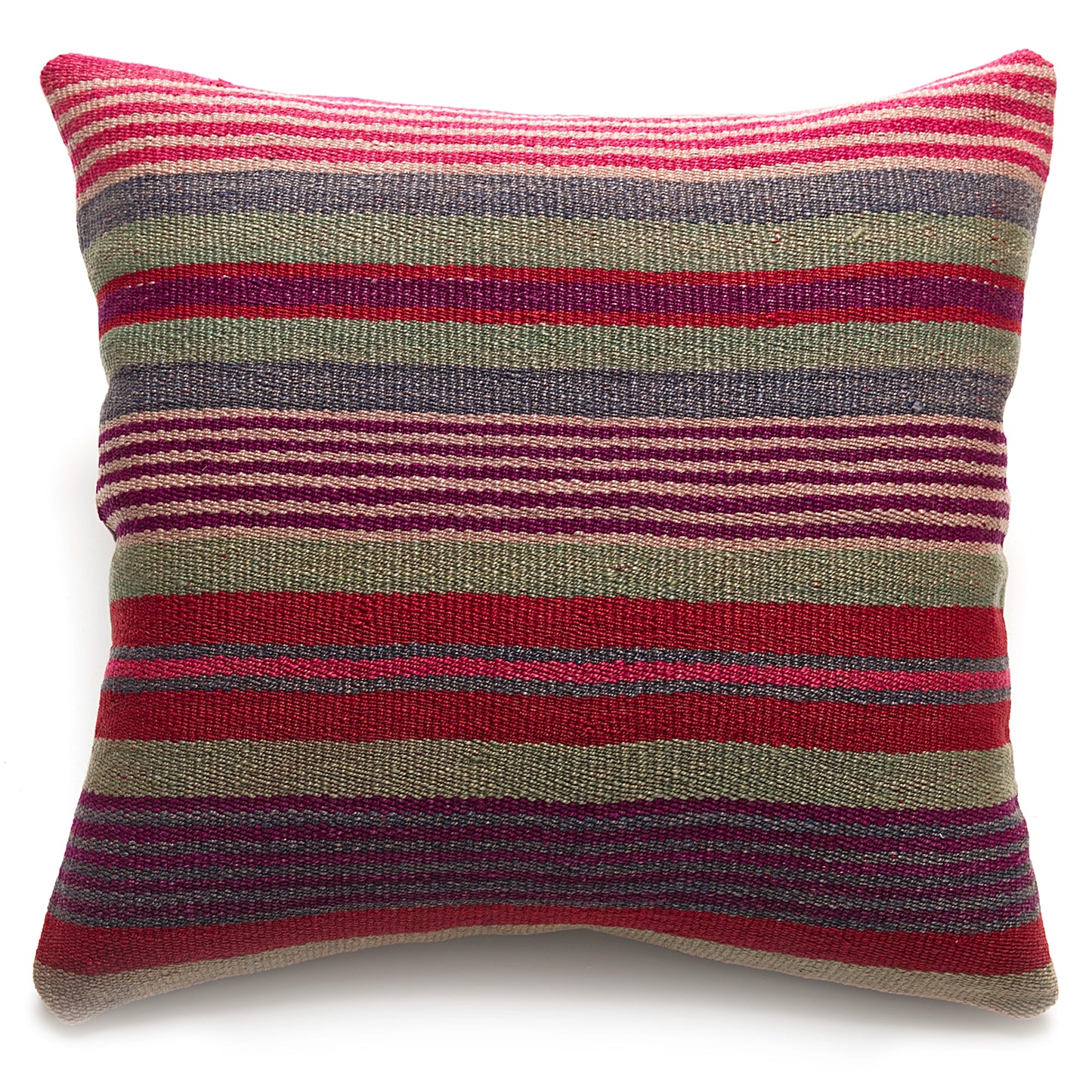 Intiearth Colorful decorative lumbar pillow made from handwoven Peruvian frazada, crafted with hand spun wool in a fair trade workshop