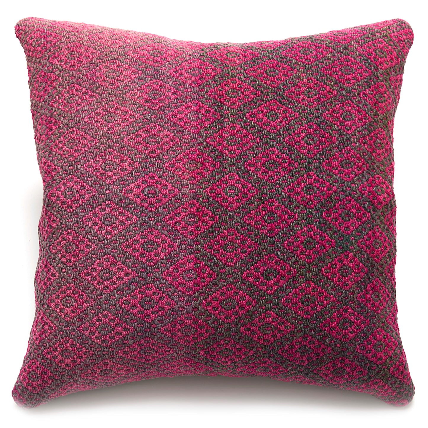 Intiearth Colorful decorative lumbar pillow made from handwoven Peruvian frazada, crafted with hand spun wool in a fair trade workshop