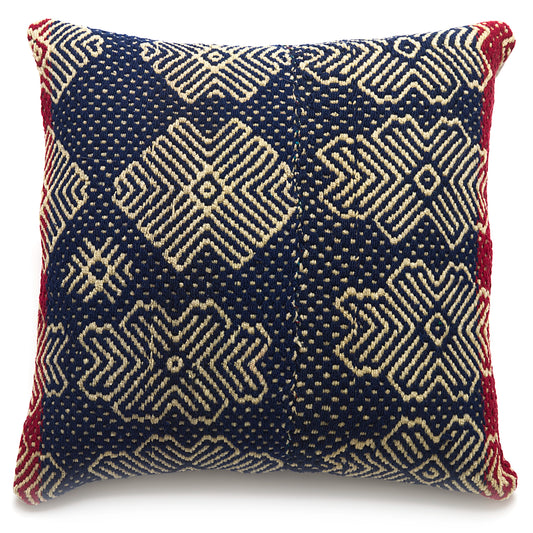 Intiearth Colorful decorative lumbar pillow made from handwoven Peruvian frazada, crafted with hand spun wool in a fair trade workshop
