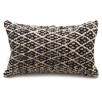 Intiearth Colorful decorative lumbar pillow made from handwoven Peruvian frazada, crafted with hand spun wool in a fair trade workshop