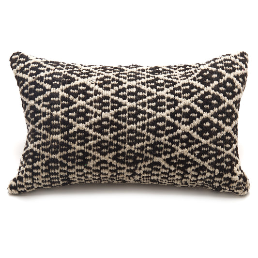 Intiearth Colorful decorative lumbar pillow made from handwoven Peruvian frazada, crafted with hand spun wool in a fair trade workshop