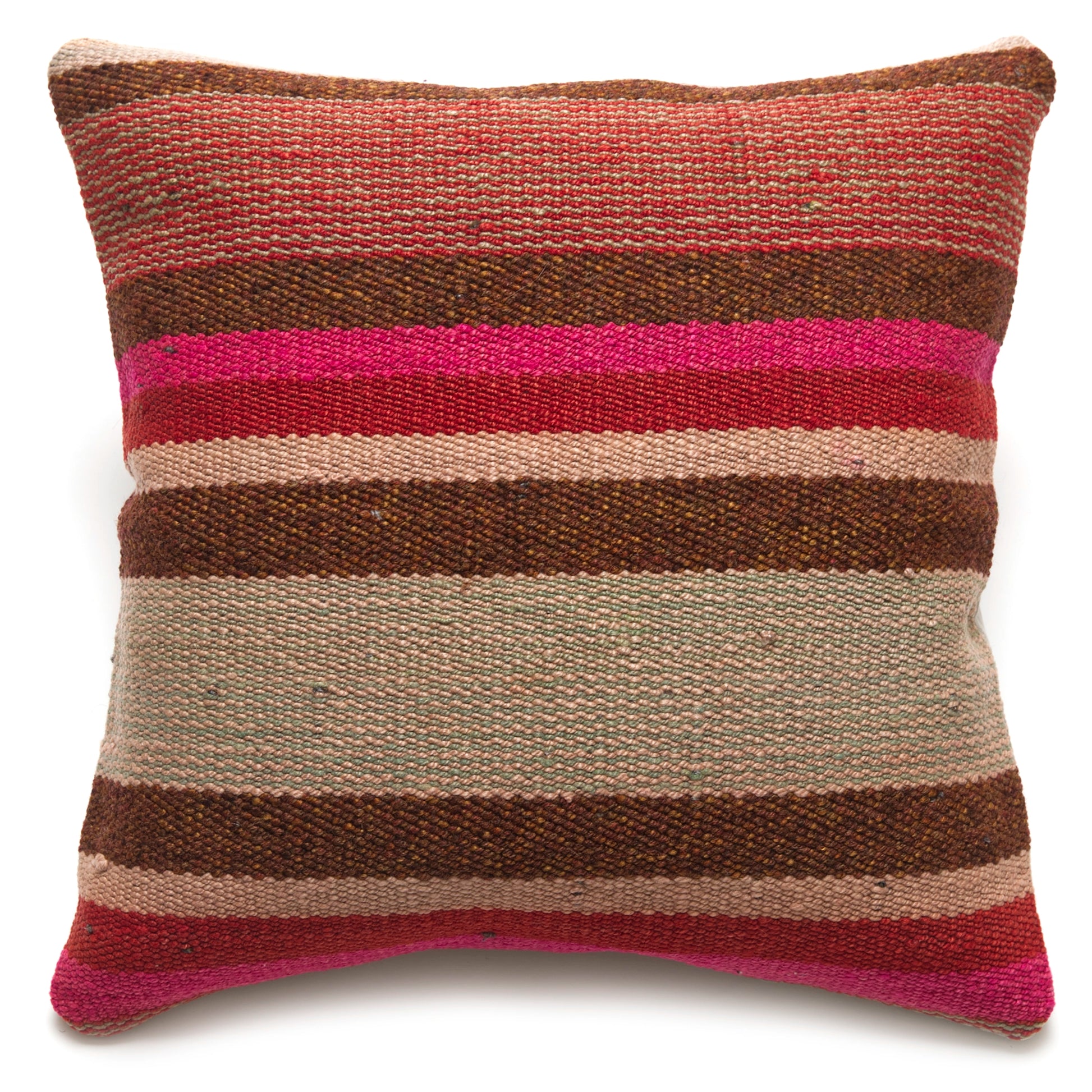 Intiearth Colorful decorative lumbar pillow made from handwoven Peruvian frazada, crafted with hand spun wool in a fair trade workshop