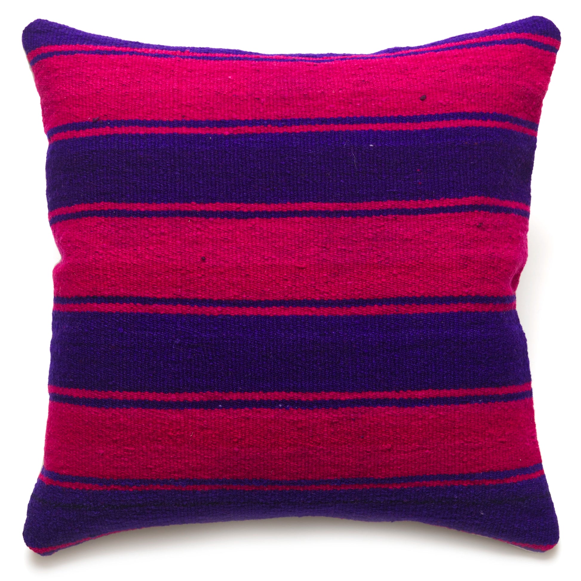 Intiearth Colorful decorative lumbar pillow made from handwoven Peruvian frazada, crafted with hand spun wool in a fair trade workshop