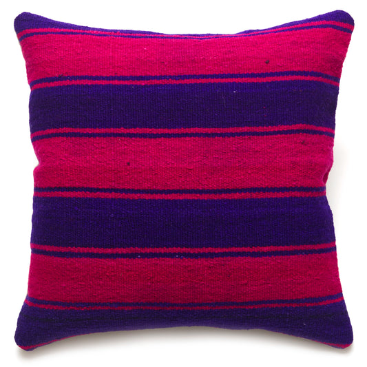 Intiearth Colorful decorative lumbar pillow made from handwoven Peruvian frazada, crafted with hand spun wool in a fair trade workshop