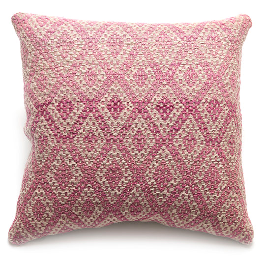 Intiearth Colorful decorative pillow made from handwoven Peruvian frazada, crafted with hand spun wool in a fair trade workshop