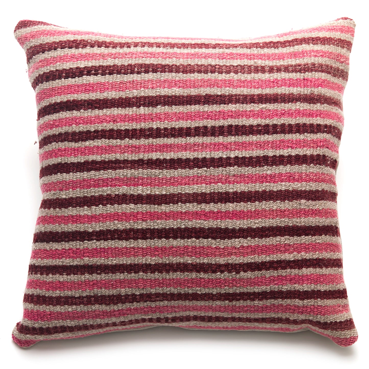Intiearth Colorful decorative pillow made from handwoven Peruvian frazada, crafted with hand spun wool in a fair trade workshop