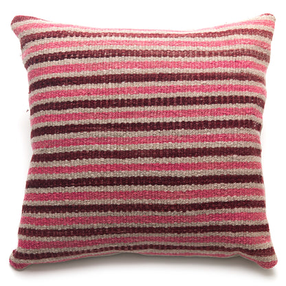 Intiearth Colorful decorative pillow made from handwoven Peruvian frazada, crafted with hand spun wool in a fair trade workshop
