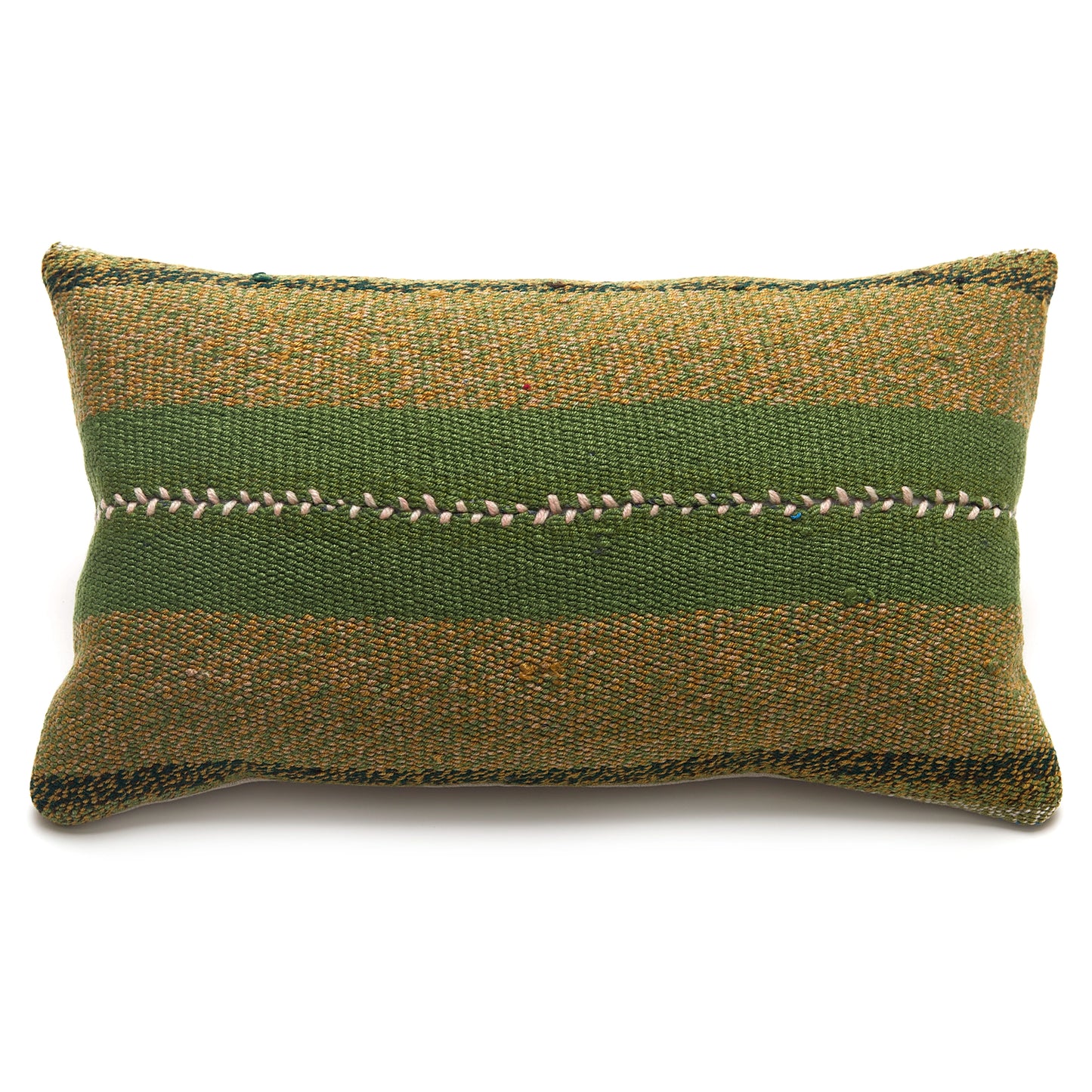 Intiearth Colorful decorative lumbar pillow made from handwoven Peruvian frazada, crafted with hand spun wool in a fair trade workshop