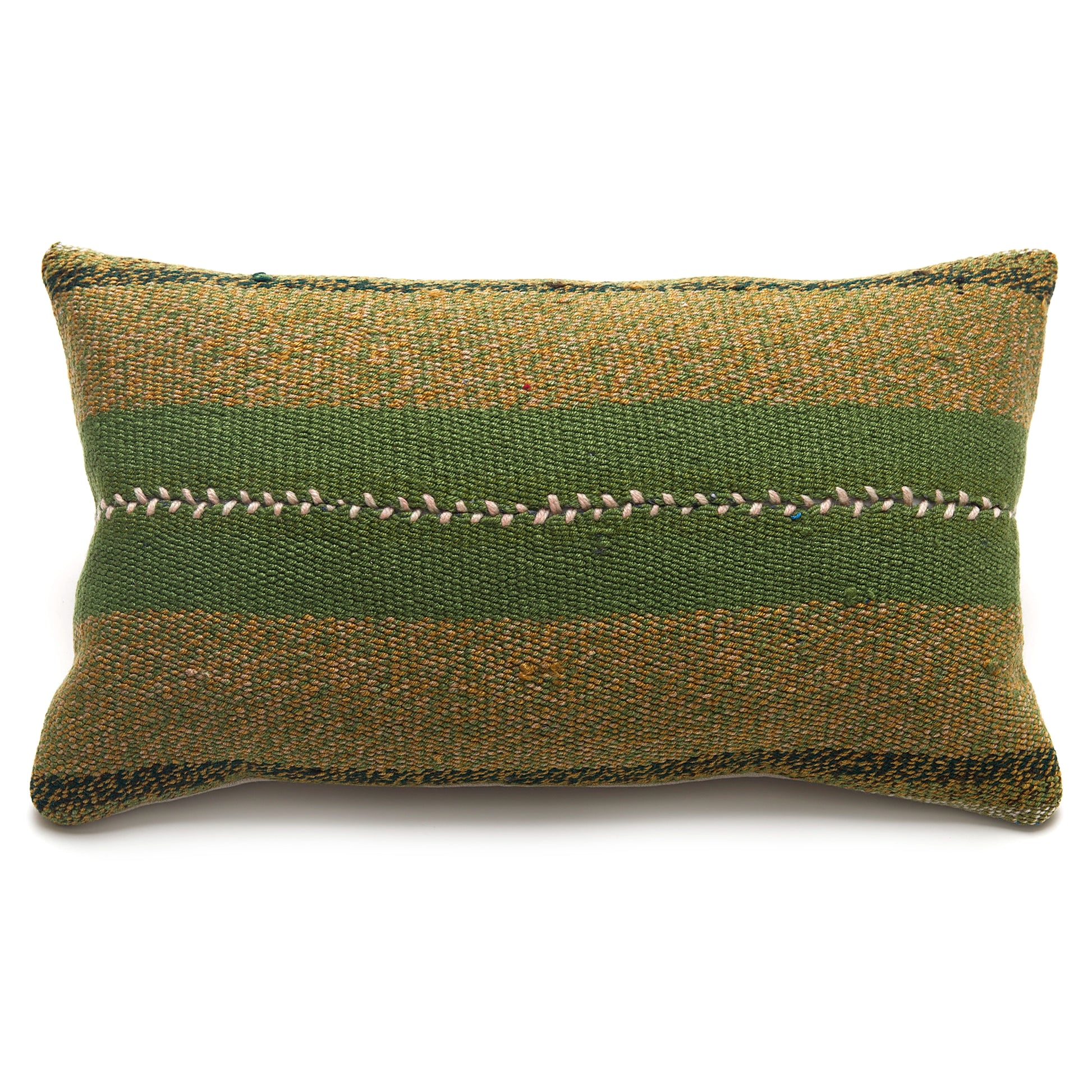 Intiearth Colorful decorative lumbar pillow made from handwoven Peruvian frazada, crafted with hand spun wool in a fair trade workshop