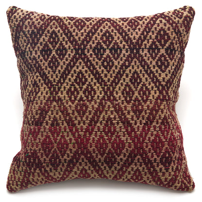 Intiearth Colorful decorative pillow made from handwoven Peruvian frazada, crafted with hand spun wool in a fair trade workshop