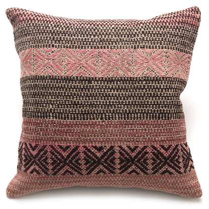 Intiearth Colorful decorative pillow made from handwoven Peruvian frazada, crafted with hand spun wool in a fair trade workshop