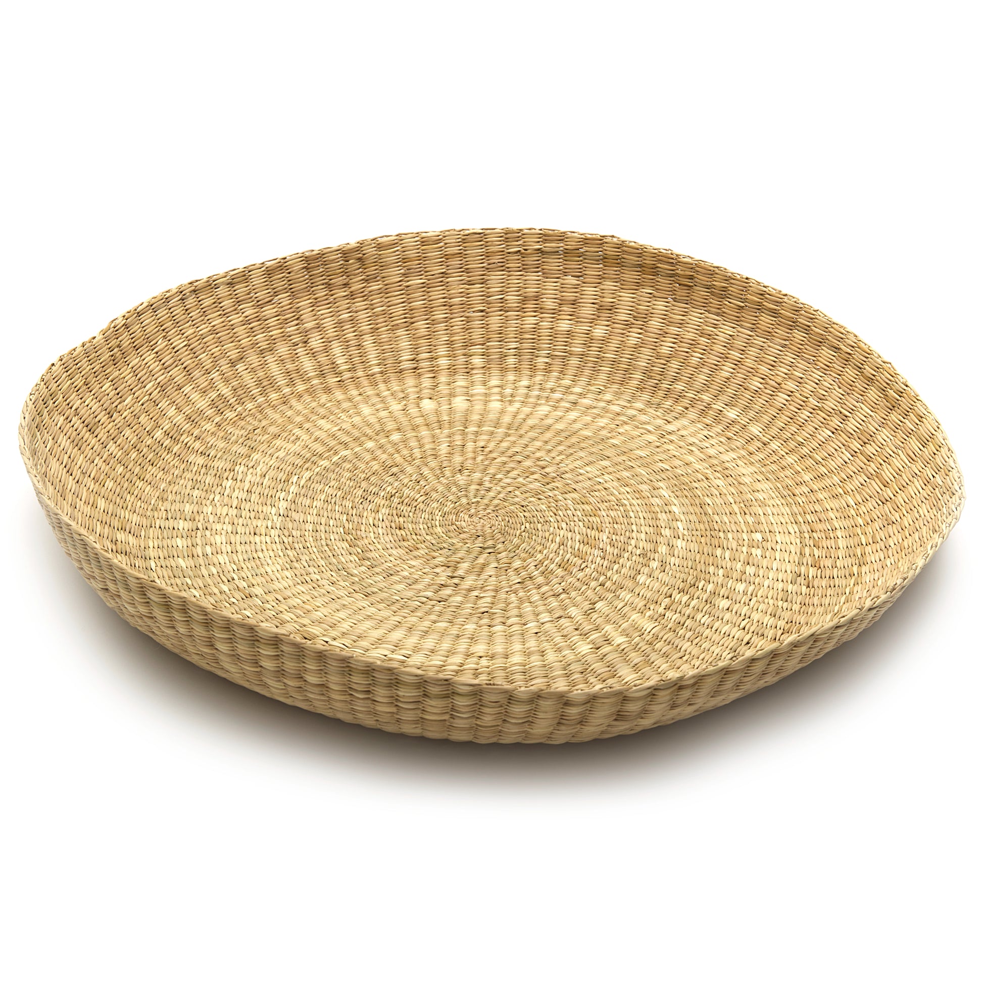 Intiearth Handwoven extra large basket platter made of natural fibers, ideal as a serving dish or decorative centerpiece.