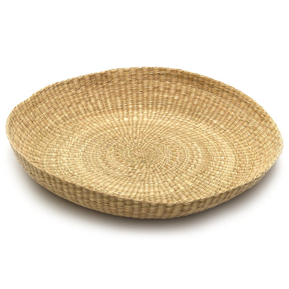 Intiearth Handwoven extra large basket platter made of natural fibers, ideal as a serving dish or decorative centerpiece.