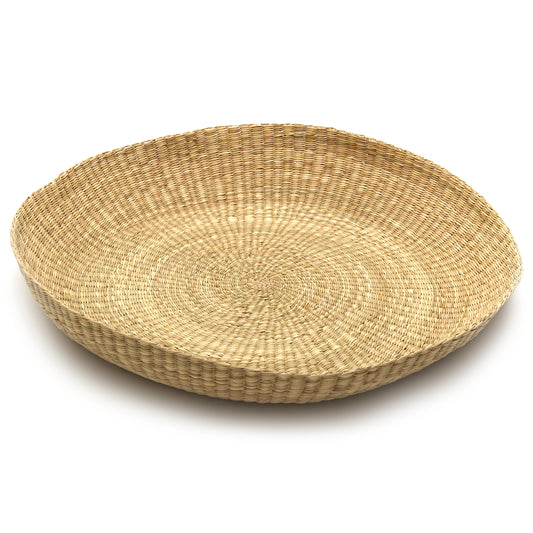 Intiearth Handwoven extra large basket platter made of natural fibers, ideal as a serving dish or decorative centerpiece.