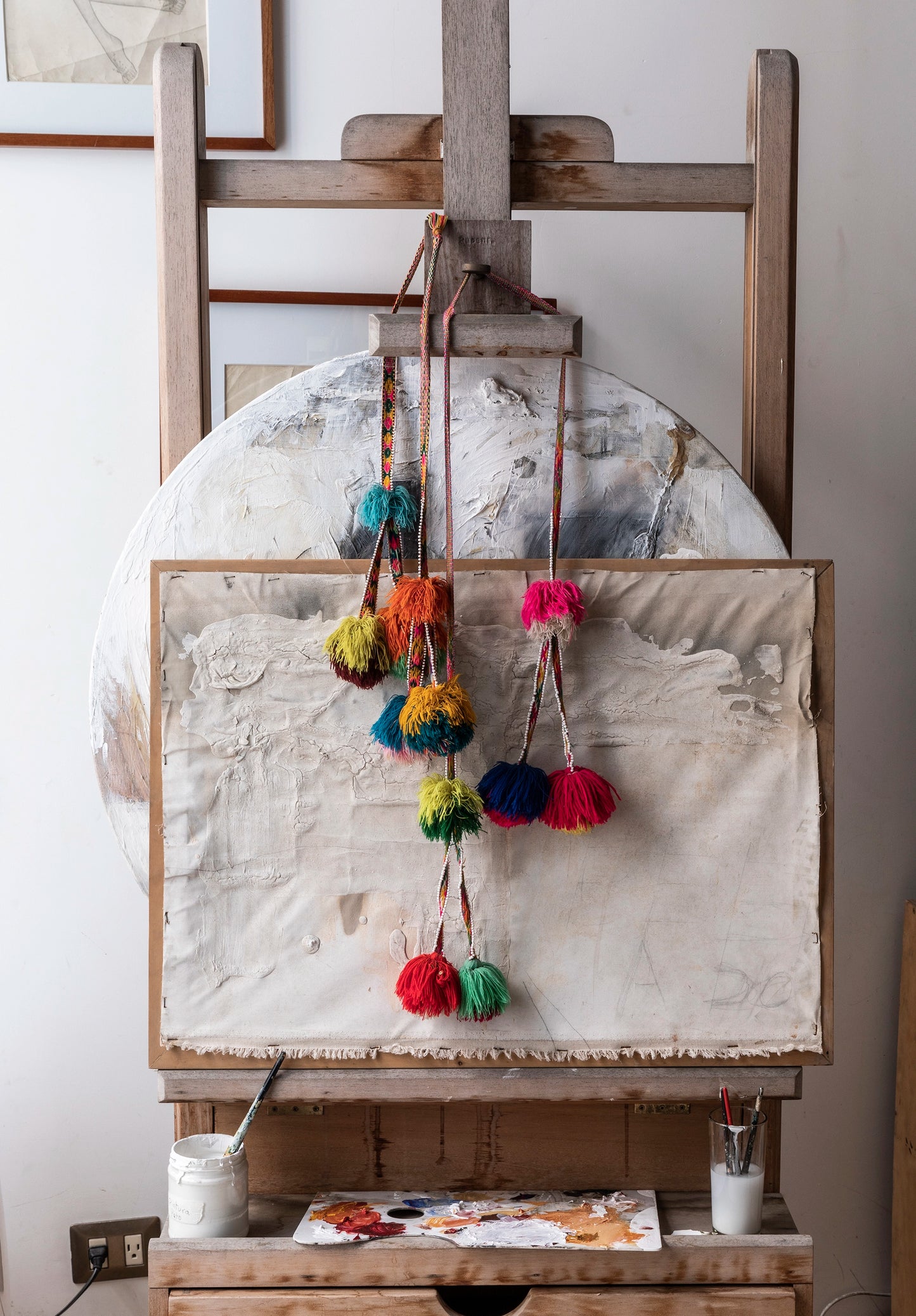 Intiearth_peruvain_colorful_one_of_a_kind_treasures_cotton_tassels_artist_studio_easel_ss24