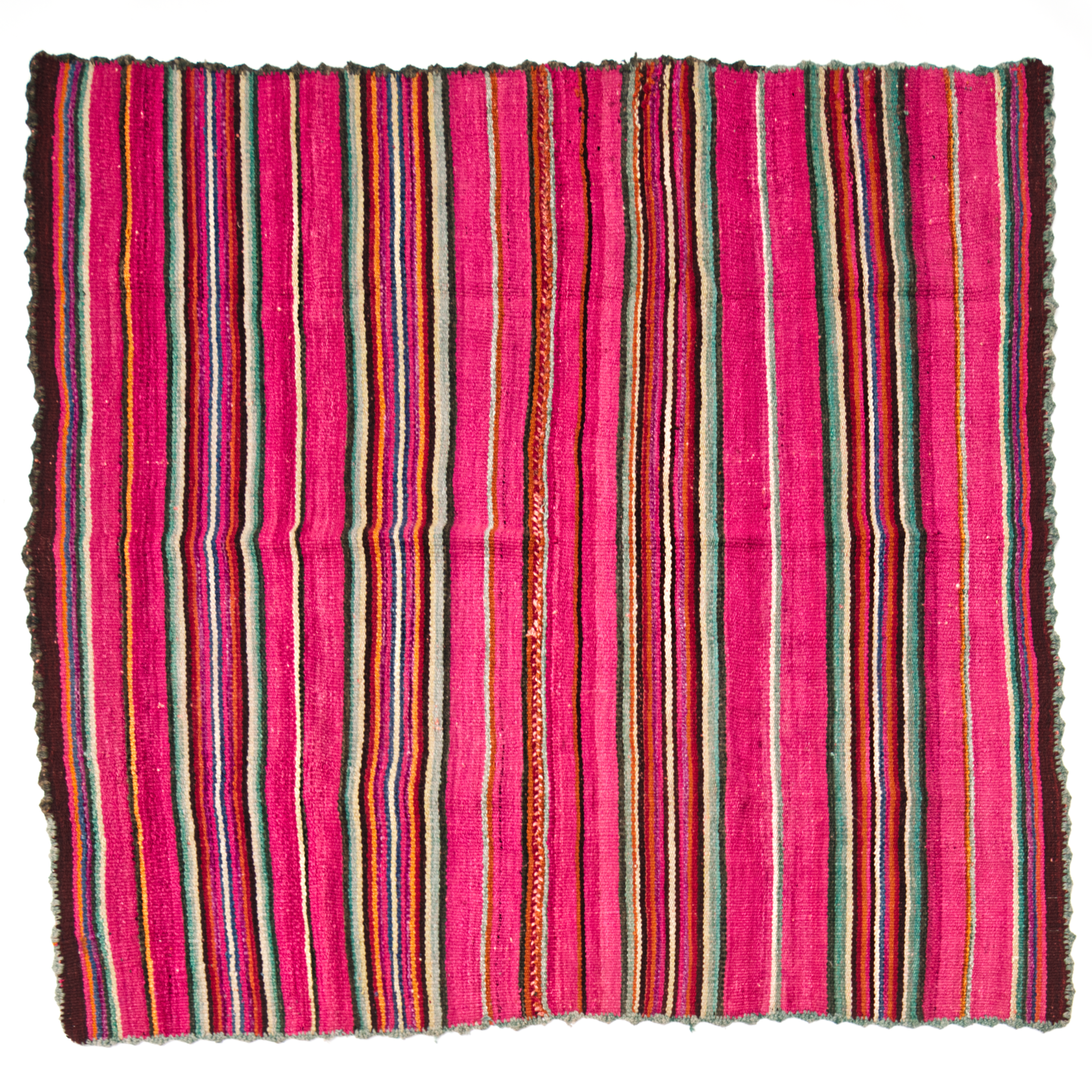 Intiearth vintage Peruvian Frazada colorful wool textile rug blanket