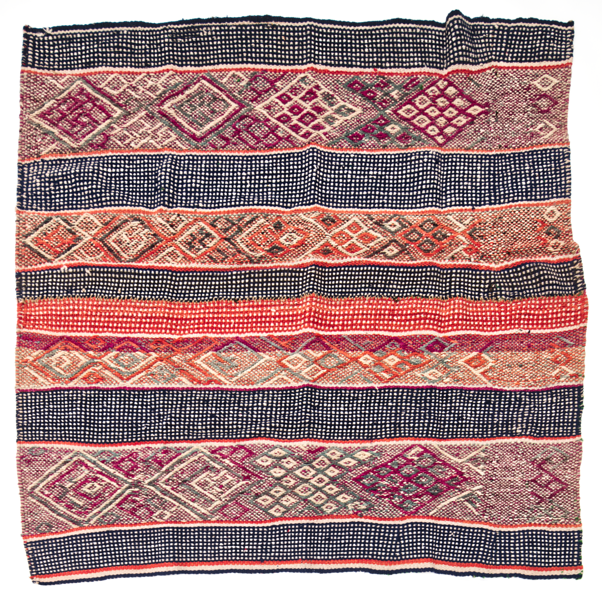 Intiearth vintage Peruvian Frazada colorful wool textile rug blanket