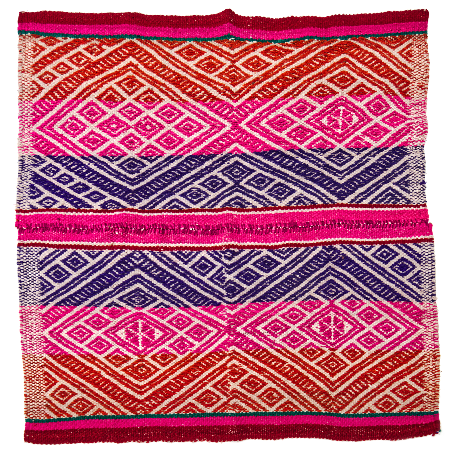 Intiearth vintage Peruvian Frazada colorful wool textile rug blanket