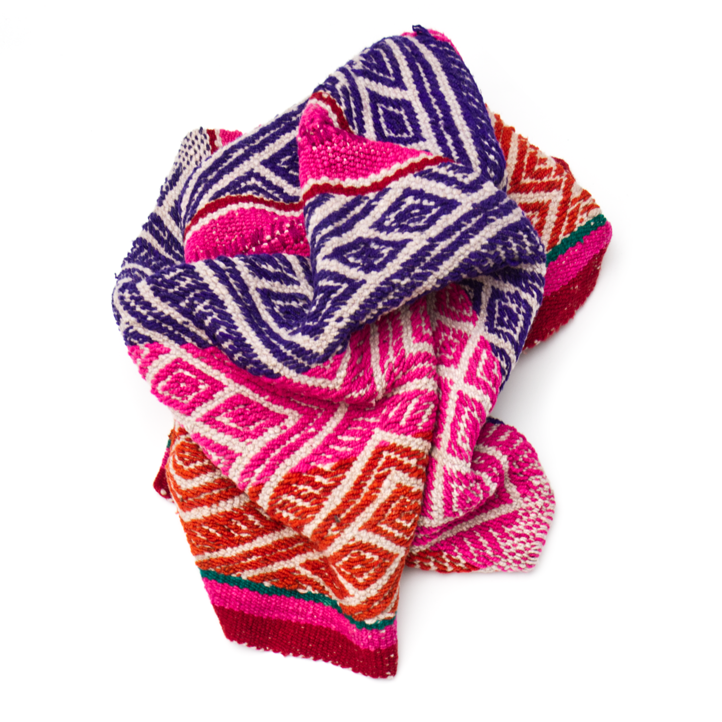 Intiearth vintage Peruvian Frazada colorful wool textile rug blanket