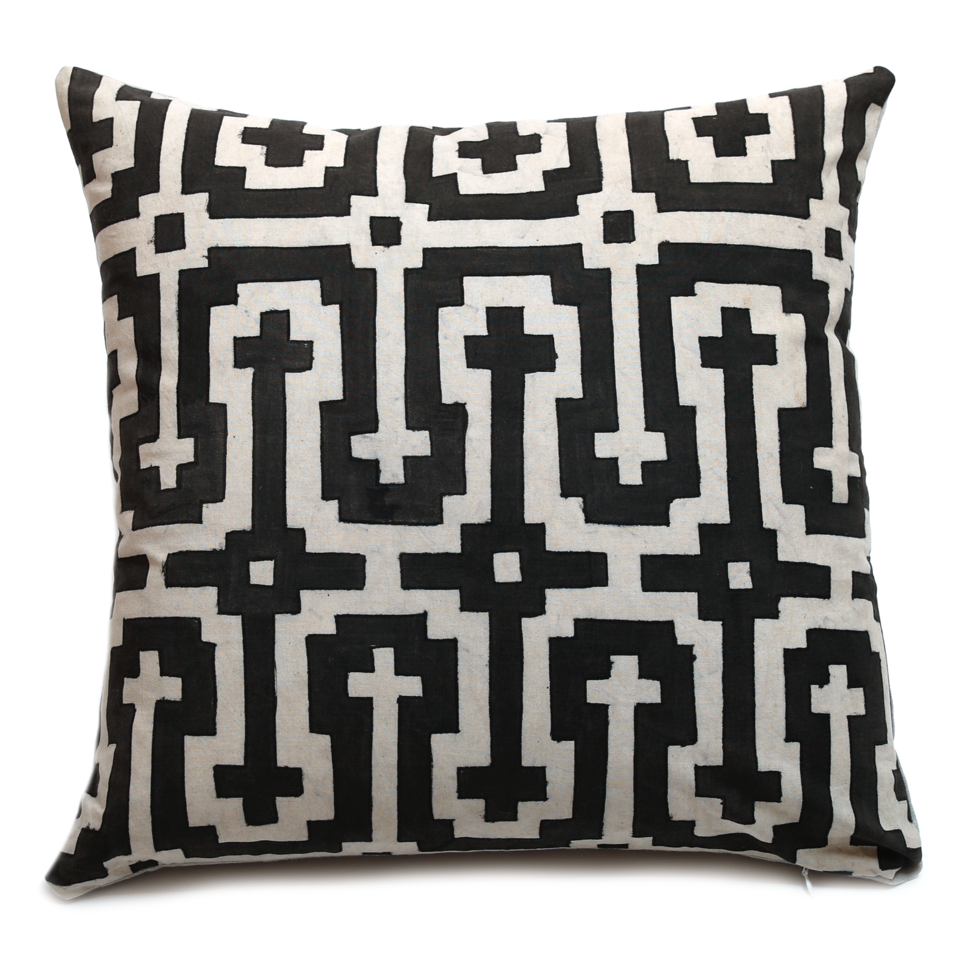 Intiearth Shipibo print decorative pillow hand painted with natural dyes