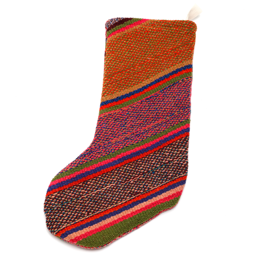 Intiearth Frazada one of a kind holiday Christmas Stocking colorful wool