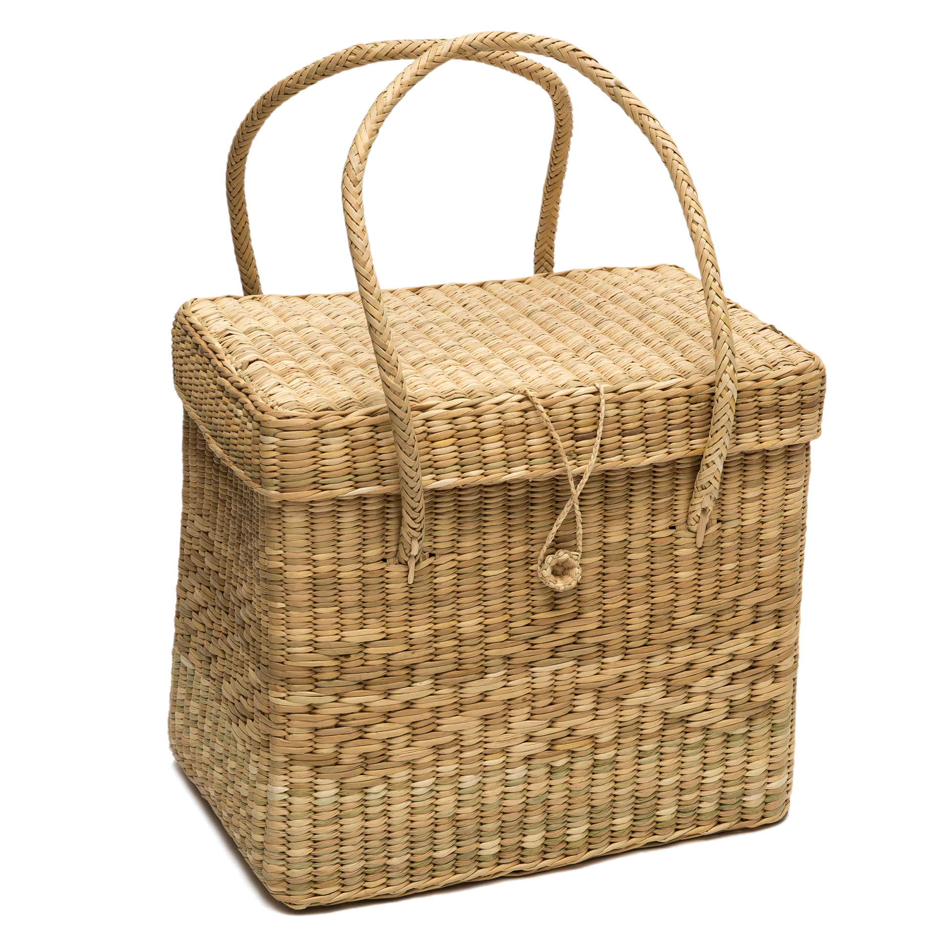 Intiearth straw picnic basket with hot pink motif