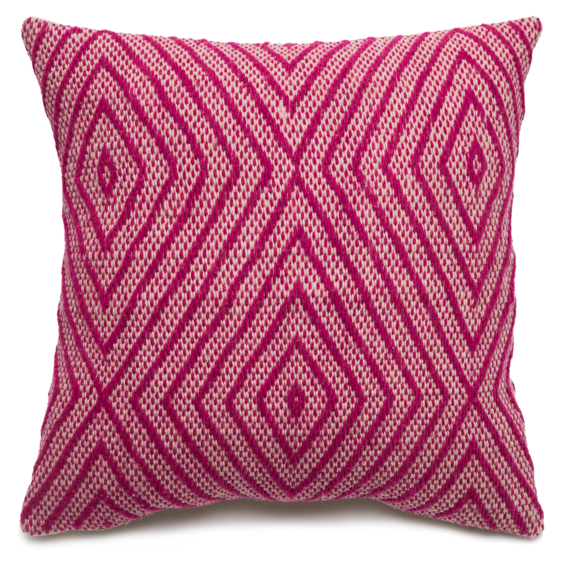 sacred valley throw pillow handloom woven wool frazada pillow peruvian magenta pink vibrant color pop