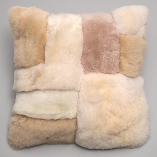 Intiearth Alpaca Fur Pastel Patchwork color block decorative fur pillows