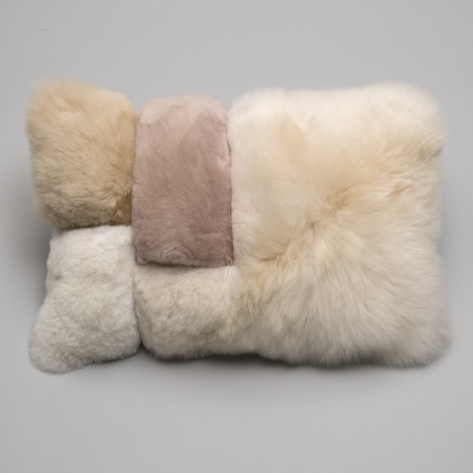 Intiearth Alpaca Fur Pastel Patchwork color block decorative fur pillows lumbar 
