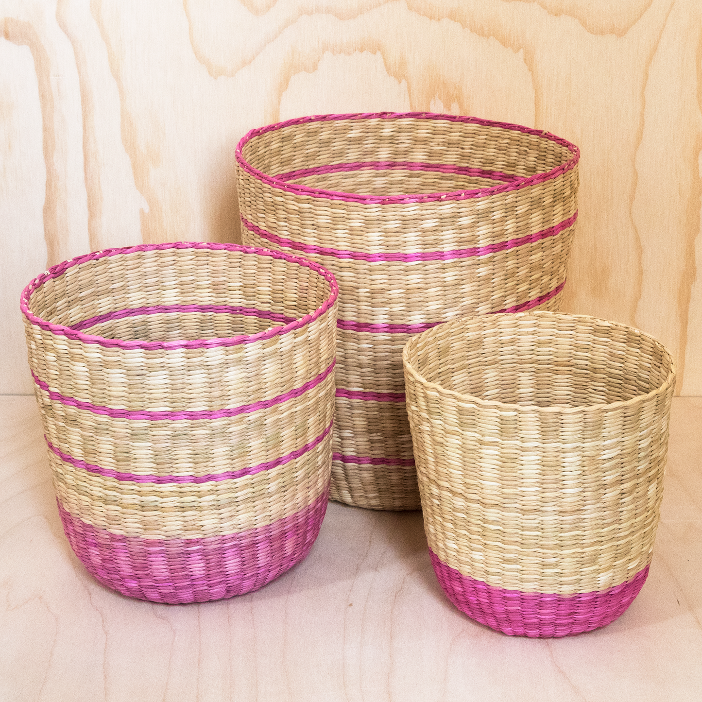 intiearth nesting baskets handwoven junco reed pink
