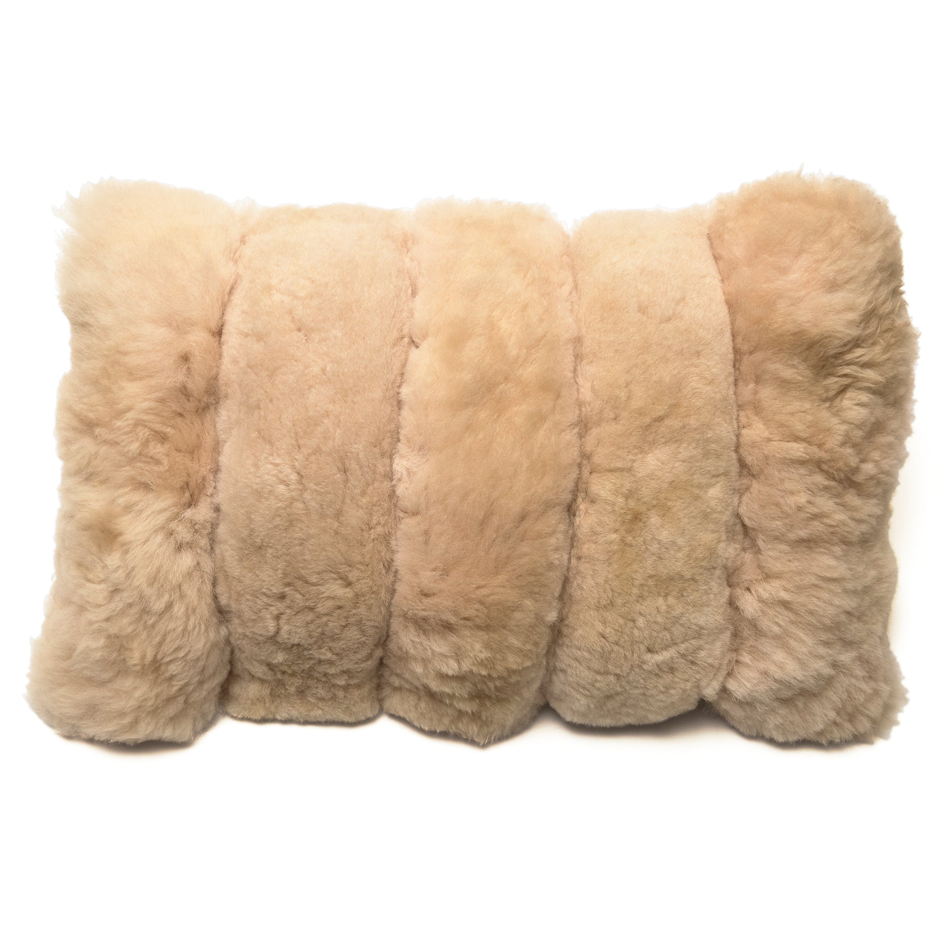 Intiearth Alpaca Fur Pillow Striped Lumbar Champagne