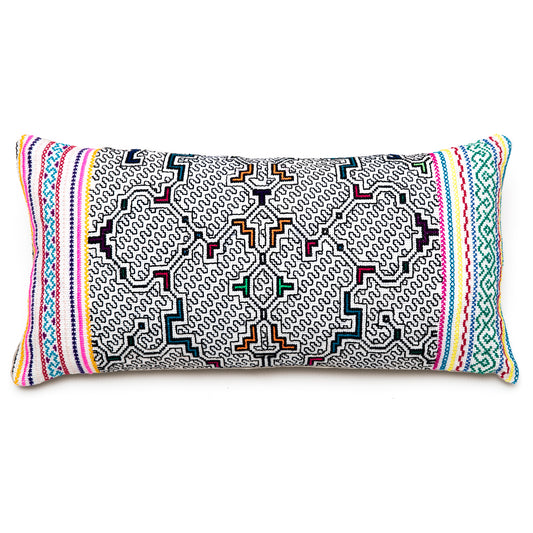 Intiearth Shipibo hand embroidered lumbar pillow