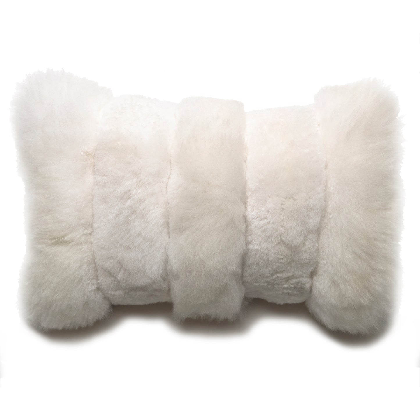 Intiearth Baby alpaca fur decorative throw pillow white lumbar stripe design 