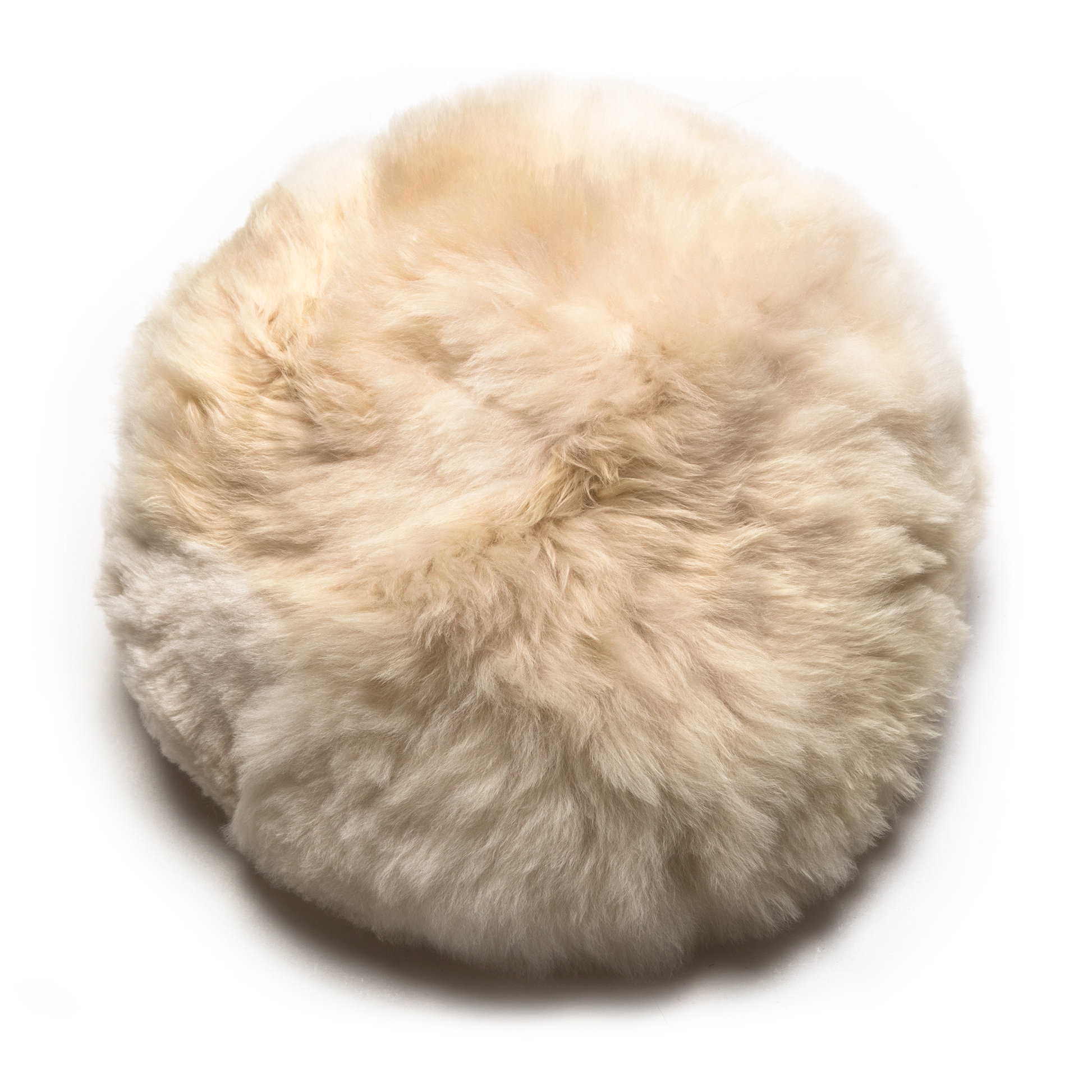 Intiearth alpaca fur round moon pillow in natural cream