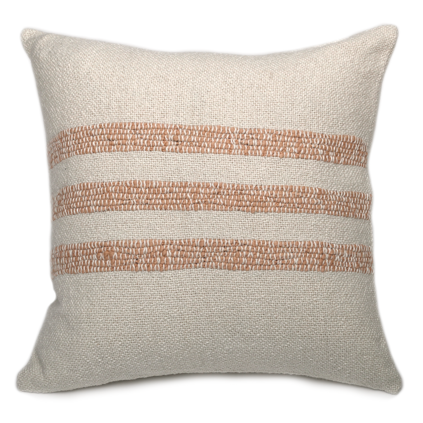 Intiearth_Caral_collection_Ecru_light terrecota_stripe_decorative_square_pillow_cotton
