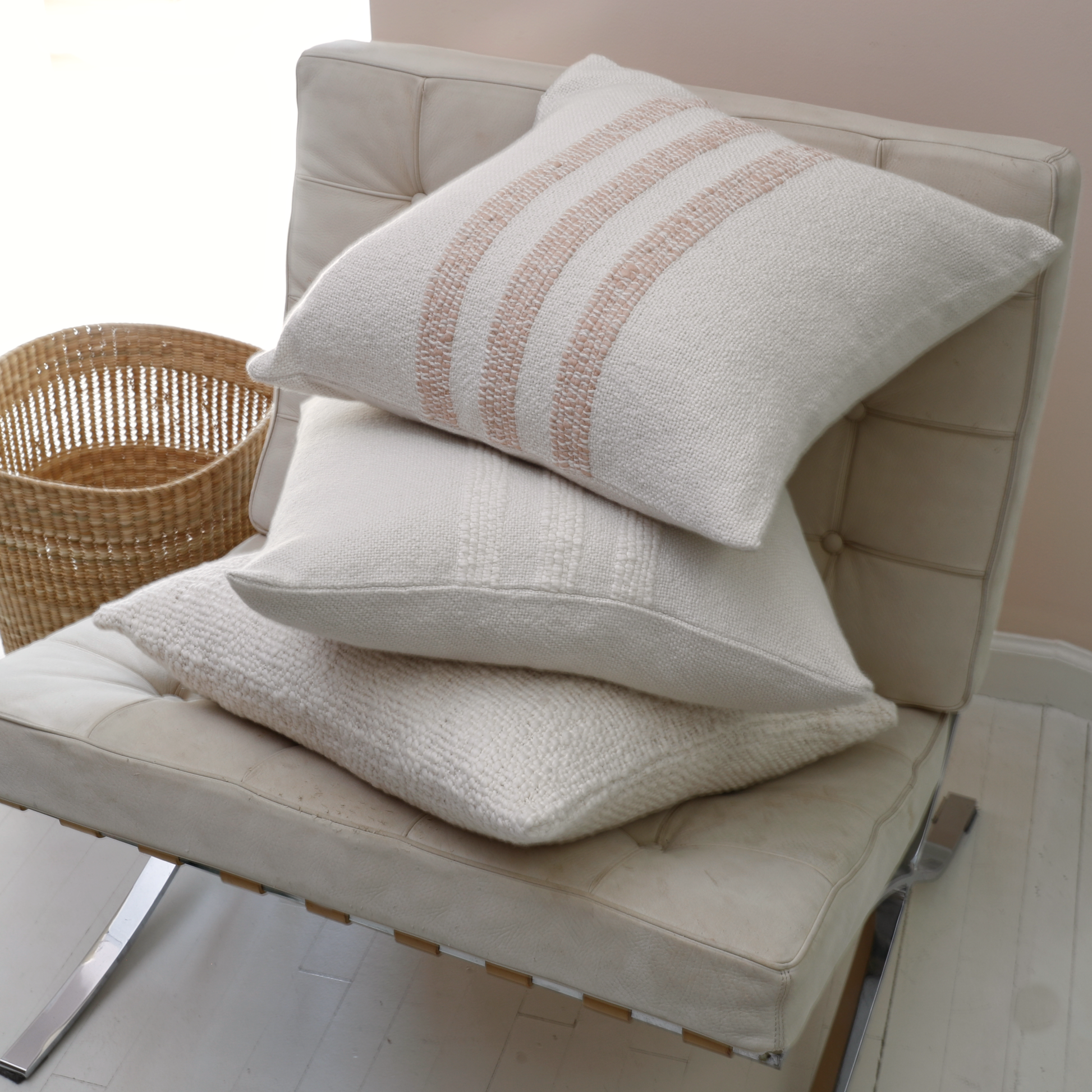 IntiearthCaral_collection_Ecru_stripe_decorative_square_pillow_cotton