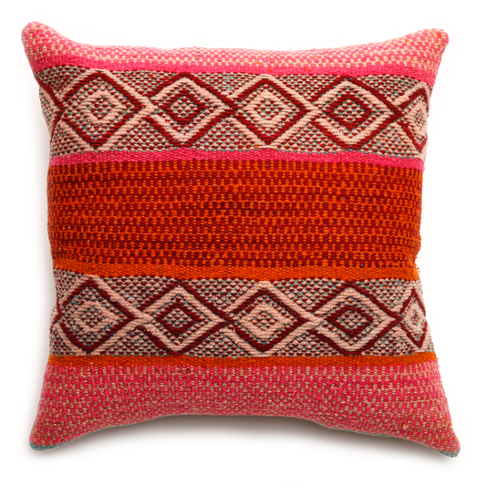 Intiearth-vintage woven-frazada-decorative-pillow-square-twenty-inch-square-colorful-wool-designs