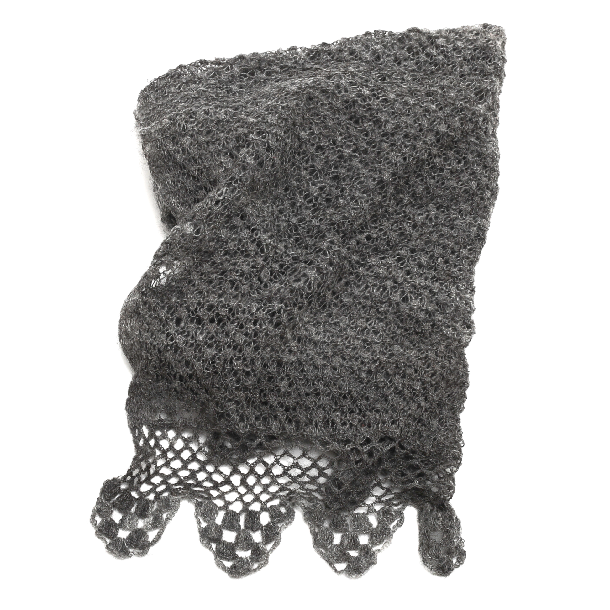 Intiearth-peruvian-handspun-alpaca-handknit-scarf-shawl-charcoal-gray