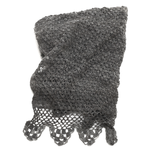 Intiearth-peruvian-handspun-alpaca-handknit-scarf-shawl-charcoal-gray