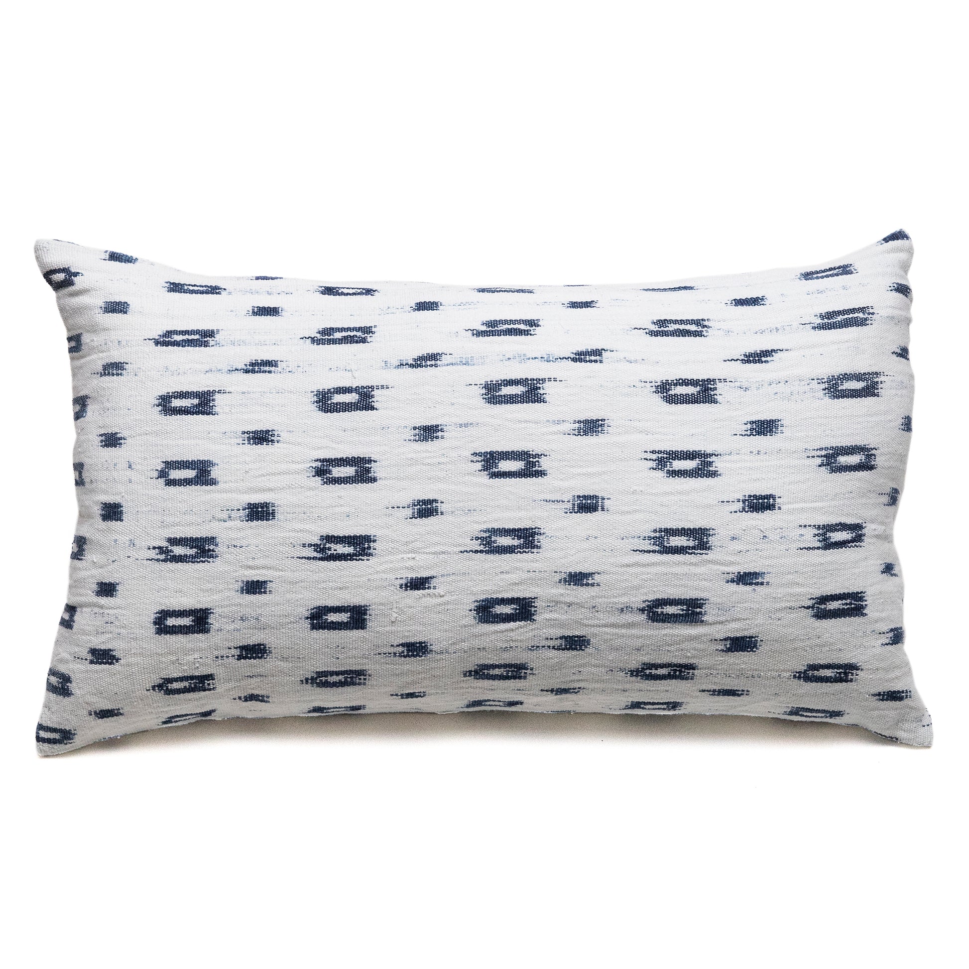 Intiearth-peruvian-ikat-cotton-lumbar-pillow-white-and-blue