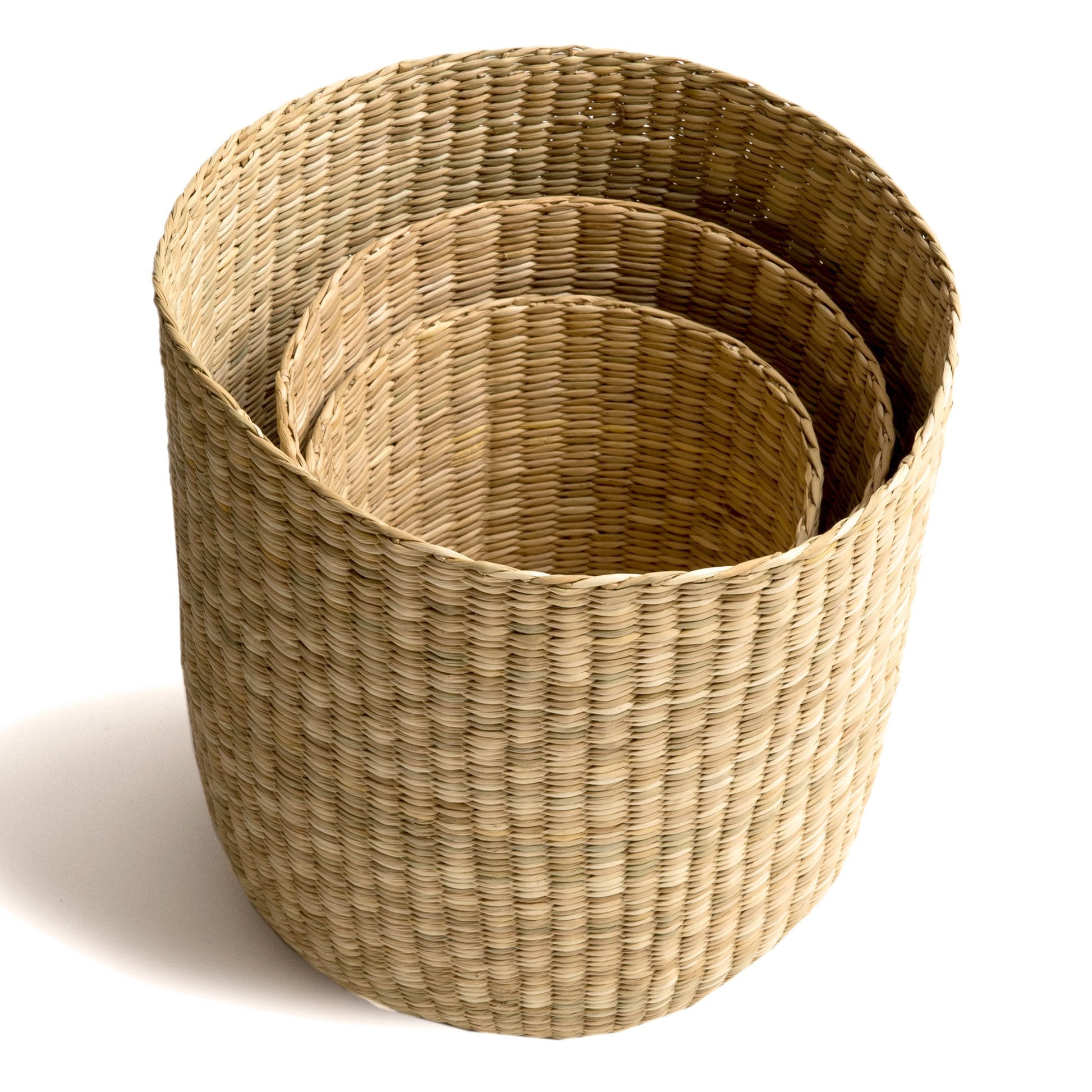 Intiearth Junco Nesting Baskets, Peruvian Home decor, woven natural handmade stacking basket trio