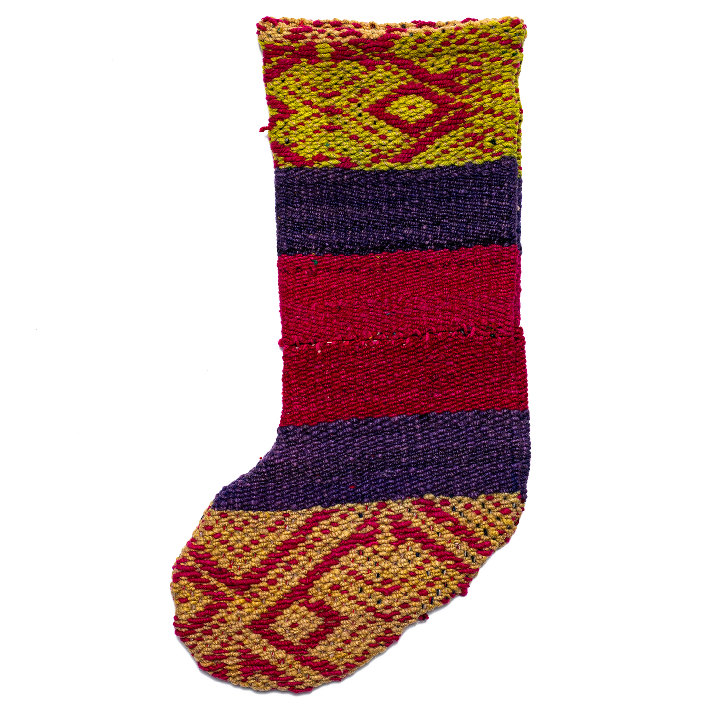 Intiearth Frazada one of a kind holiday Christmas  Stocking colorful wool